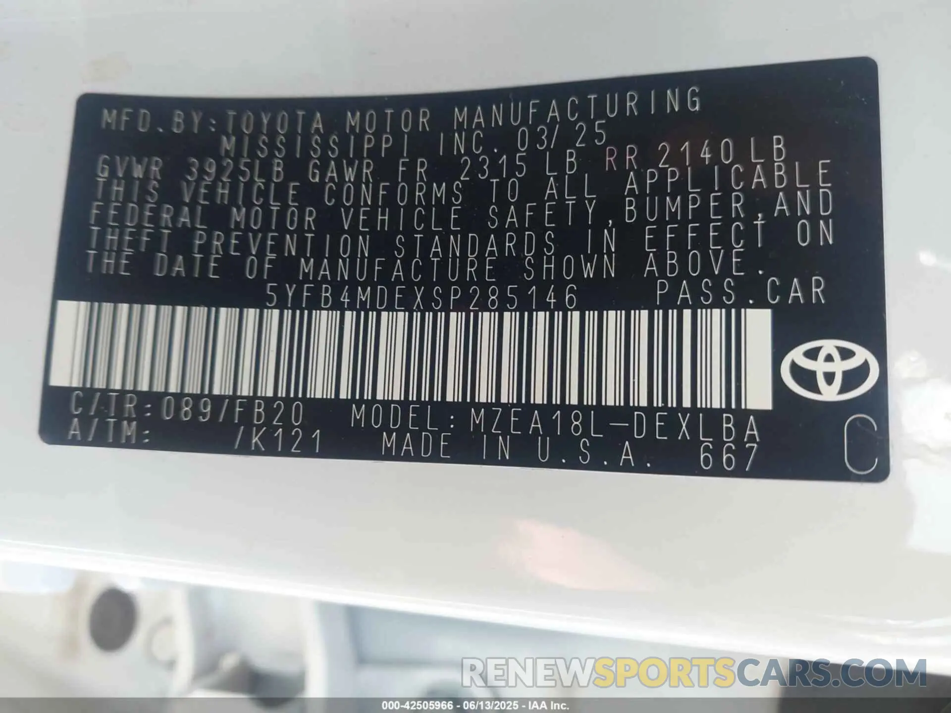9 Photograph of a damaged car 5YFB4MDEXSP285146 TOYOTA COROLLA 2025