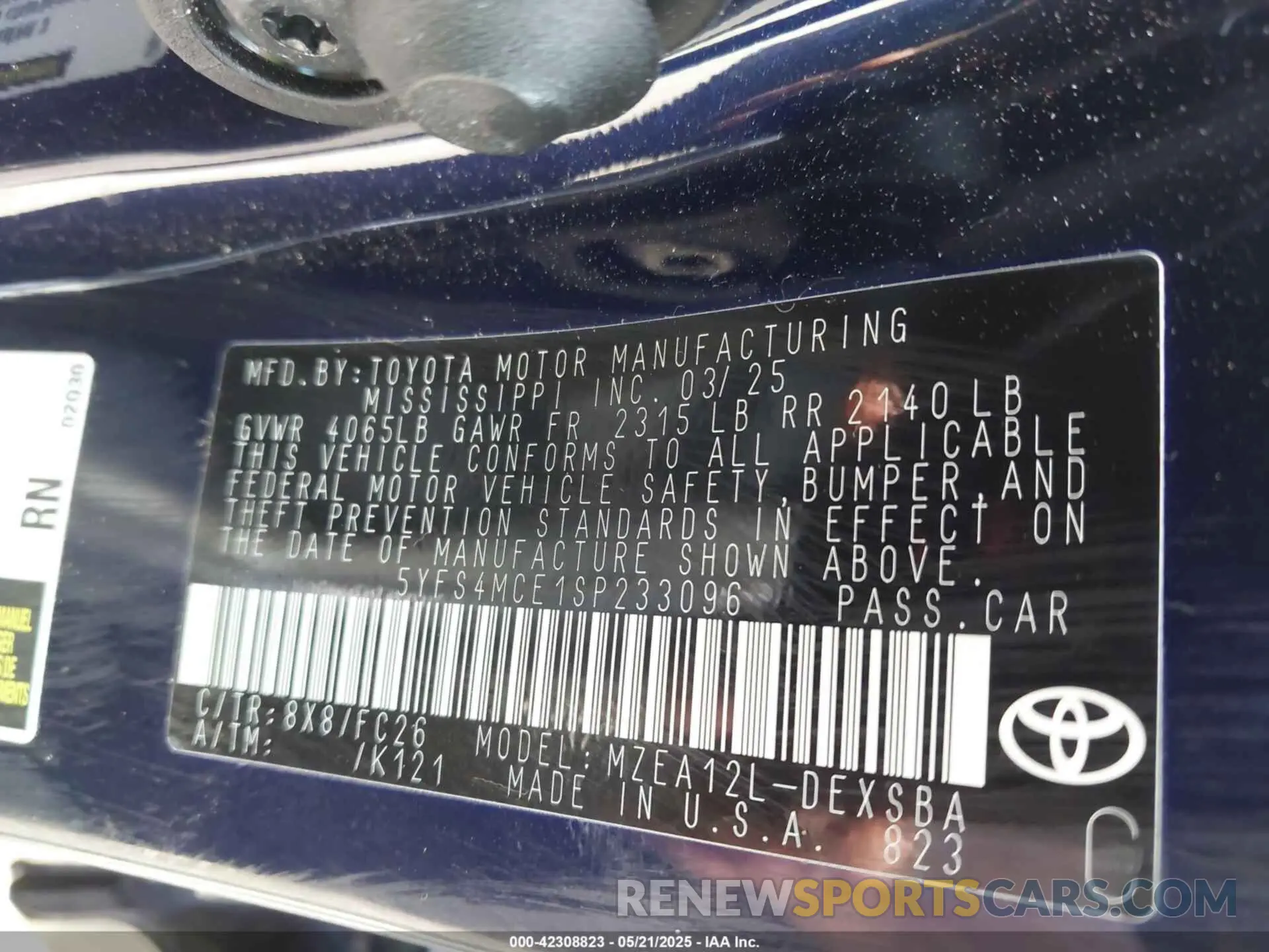 9 Фотография поврежденного автомобиля 5YFS4MCE1SP233096 TOYOTA COROLLA 2025