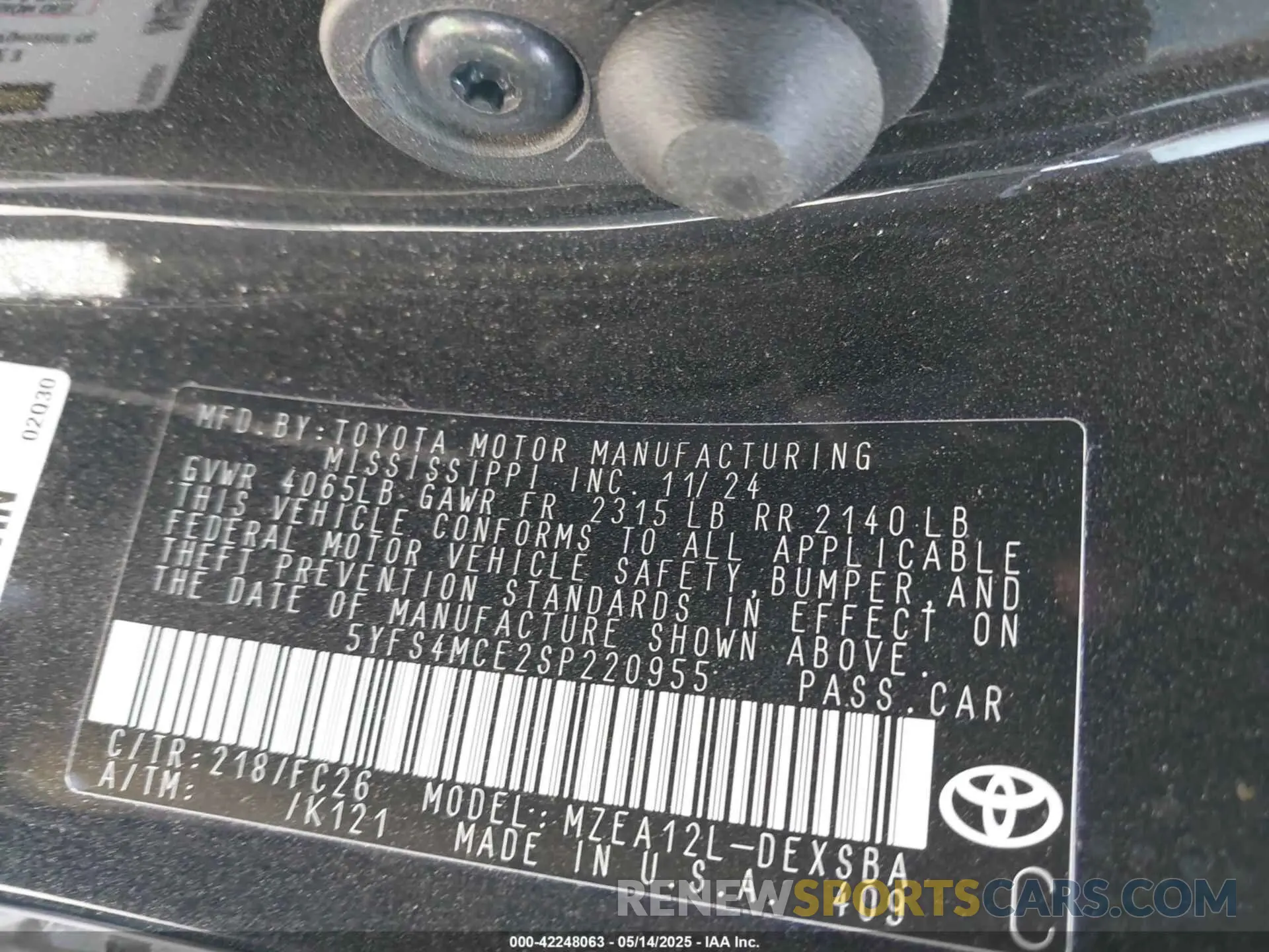 9 Photograph of a damaged car 5YFS4MCE2SP220955 TOYOTA COROLLA 2025