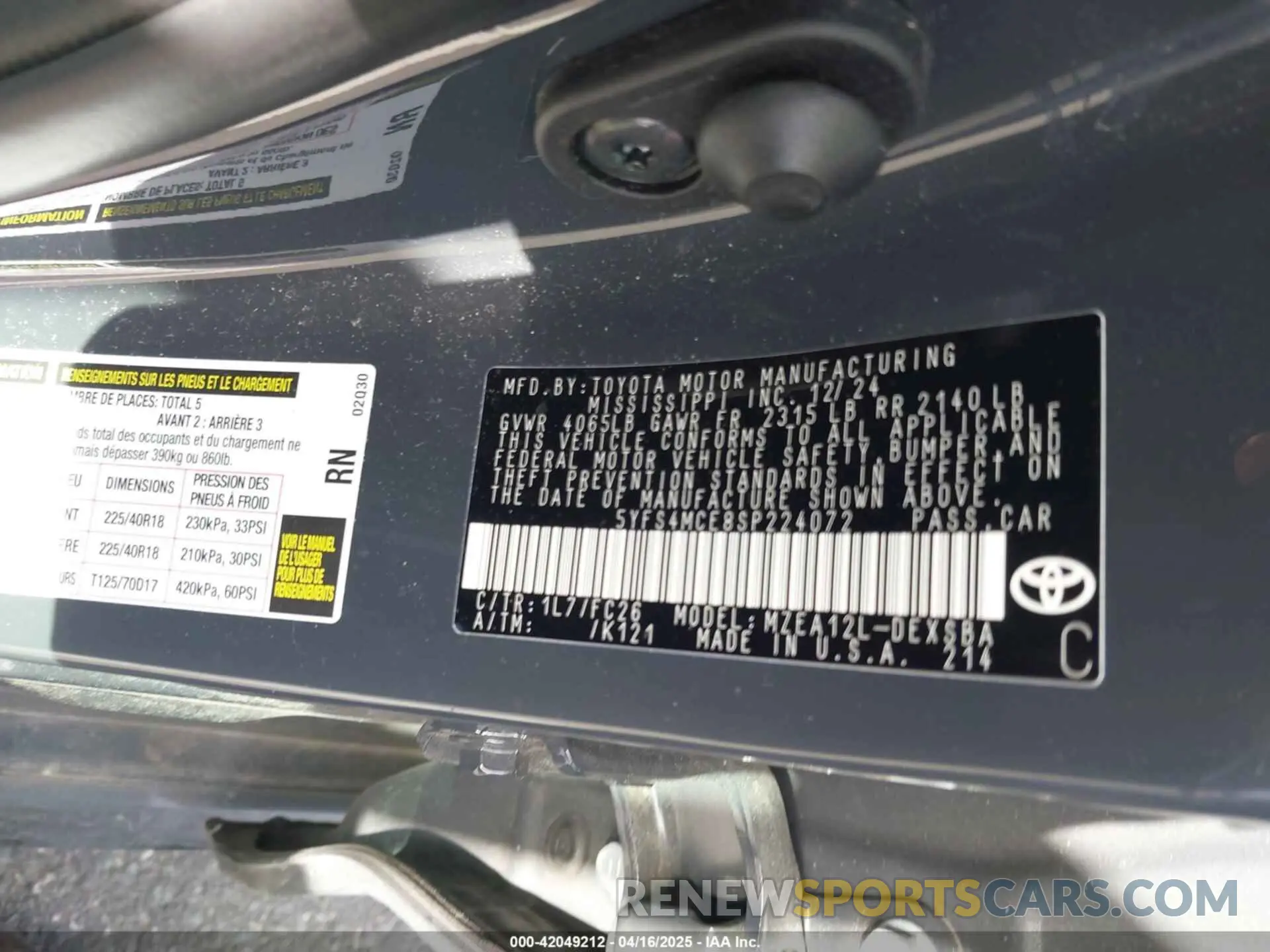 9 Photograph of a damaged car 5YFS4MCE8SP224072 TOYOTA COROLLA 2025