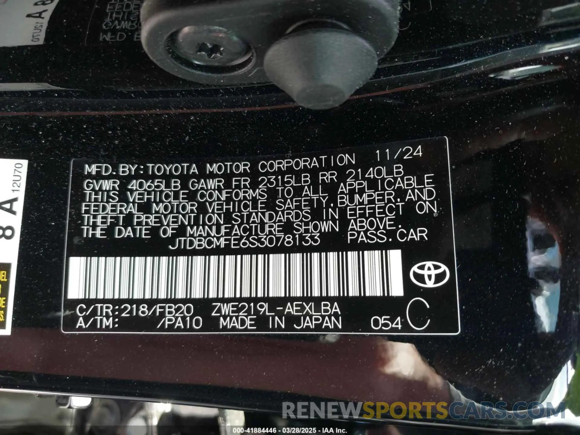 9 Фотография поврежденного автомобиля JTDBCMFE6S3078133 TOYOTA COROLLA 2025