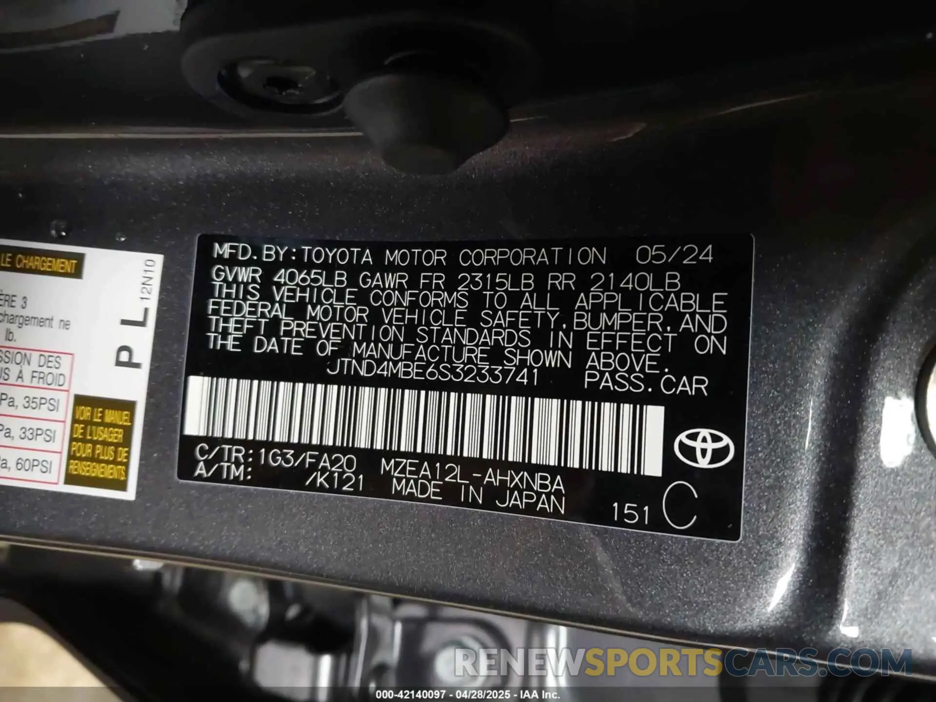 9 Photograph of a damaged car JTND4MBE6S3233741 TOYOTA COROLLA 2025