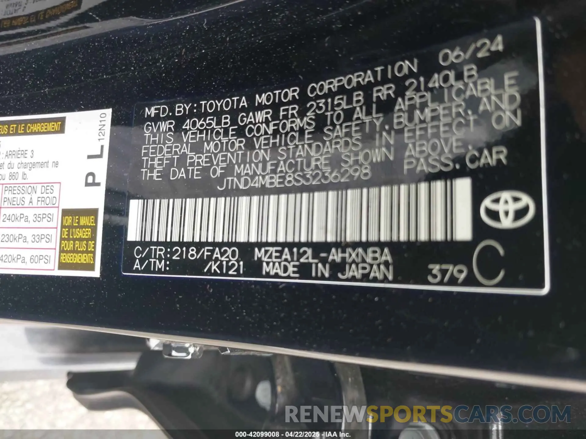 9 Photograph of a damaged car JTND4MBE8S3236298 TOYOTA COROLLA 2025