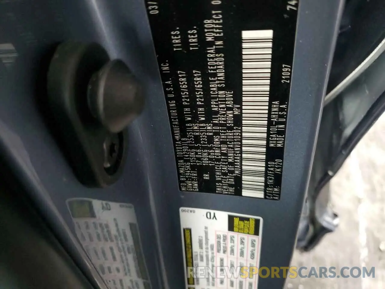 10 Фотография поврежденного автомобиля 7MUAAAAG4NV010902 TOYOTA COROLLA CR 2022