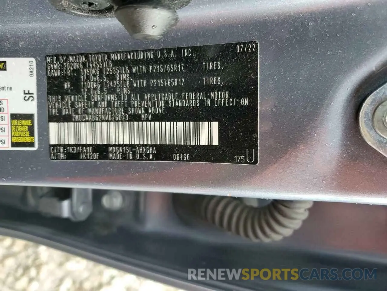 12 Photograph of a damaged car 7MUCAABG2NV026023 TOYOTA COROLLA CR 2022