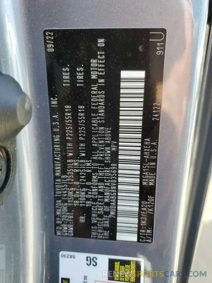 13 Фотография поврежденного автомобиля 7MUDAABG8NV035698 TOYOTA COROLLA CR 2022