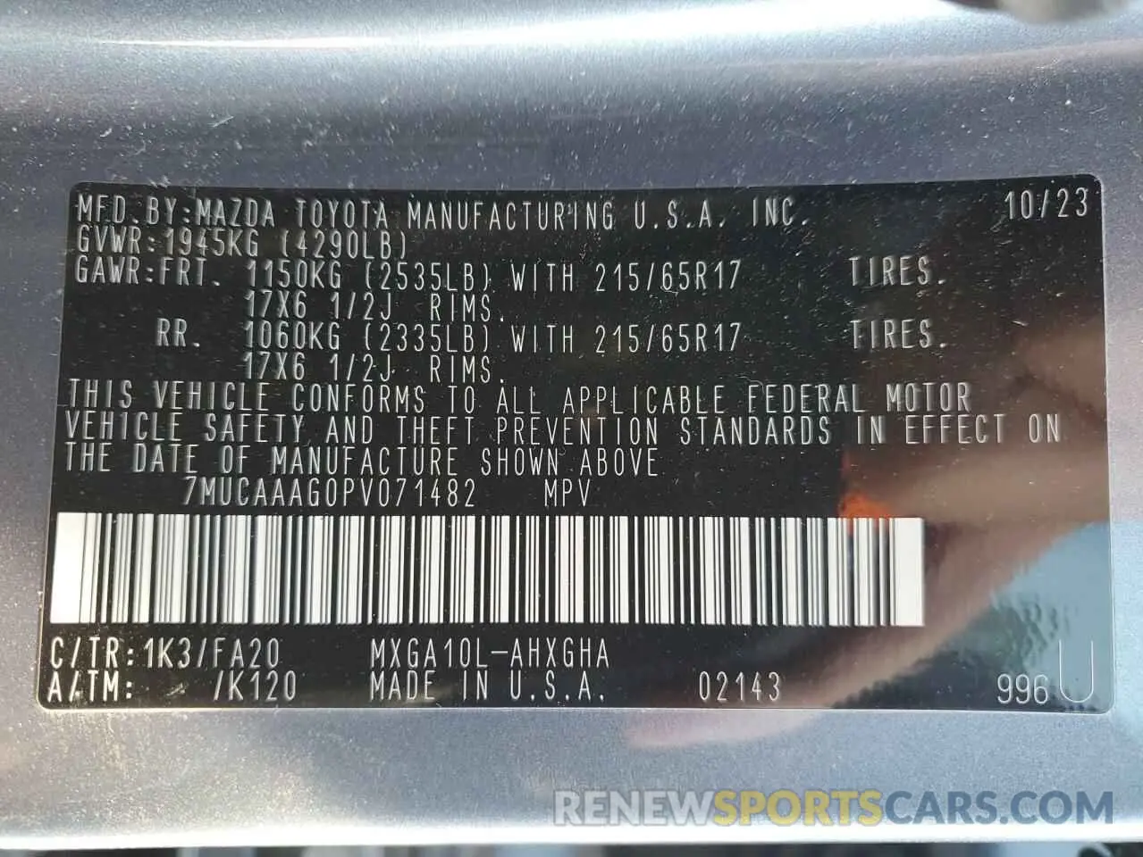 12 Фотография поврежденного автомобиля 7MUCAAAG0PV071482 TOYOTA COROLLA CR 2023