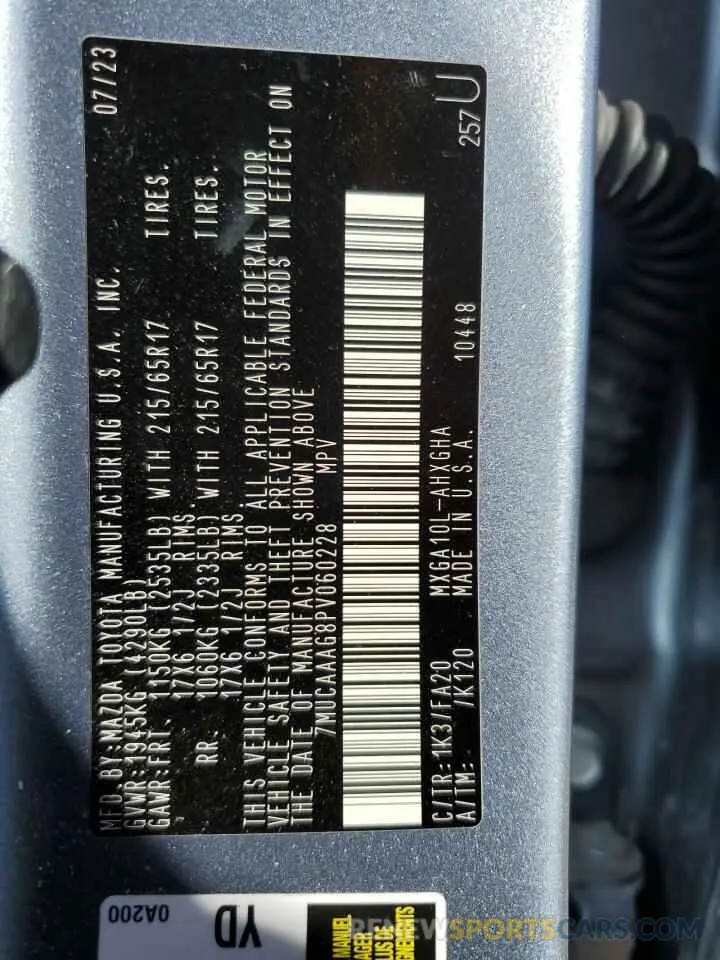 14 Photograph of a damaged car 7MUCAAAG8PV060228 TOYOTA COROLLA CR 2023