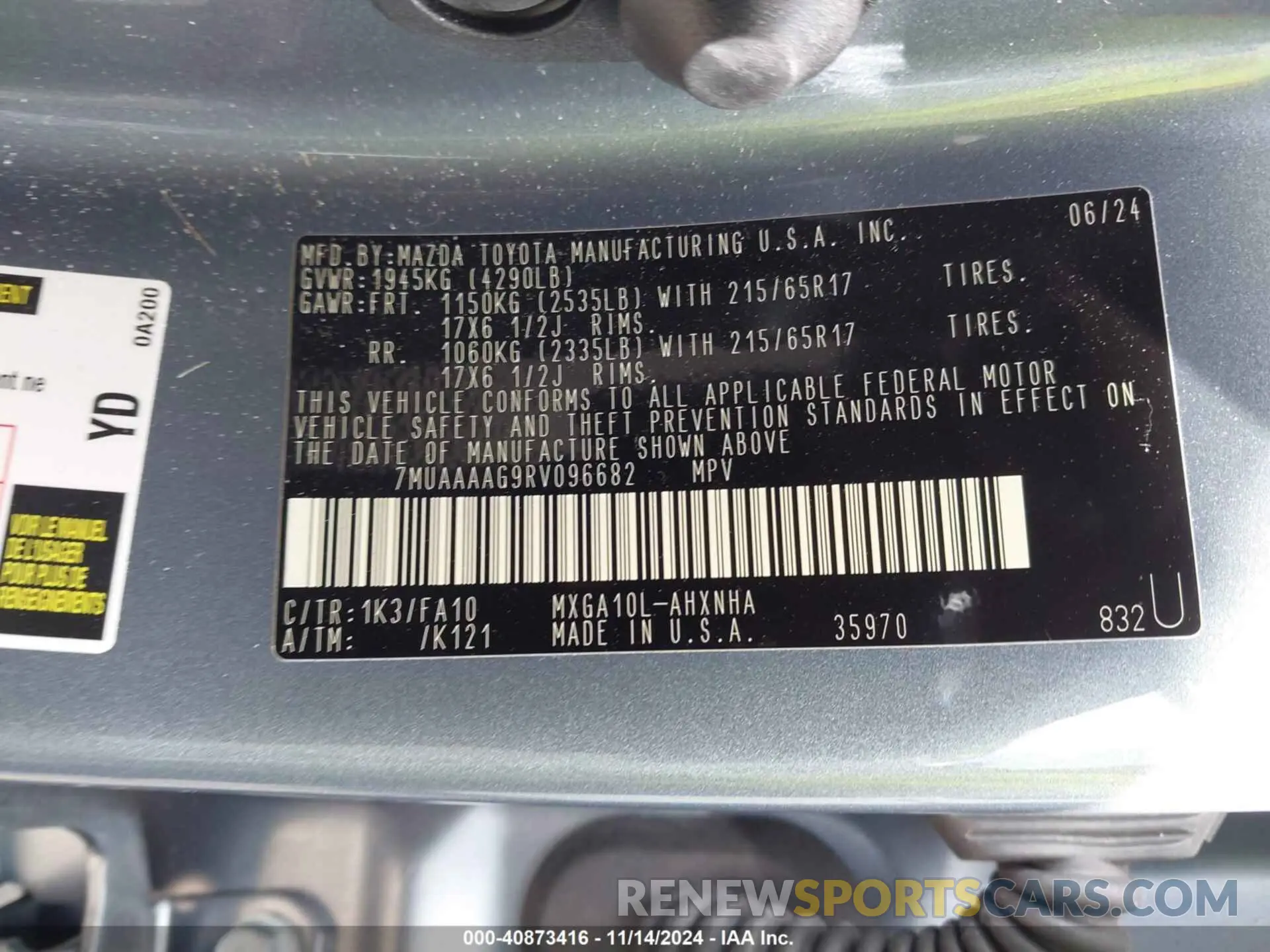 9 Фотография поврежденного автомобиля 7MUAAAAG9RV096682 TOYOTA COROLLA CROSS 2024
