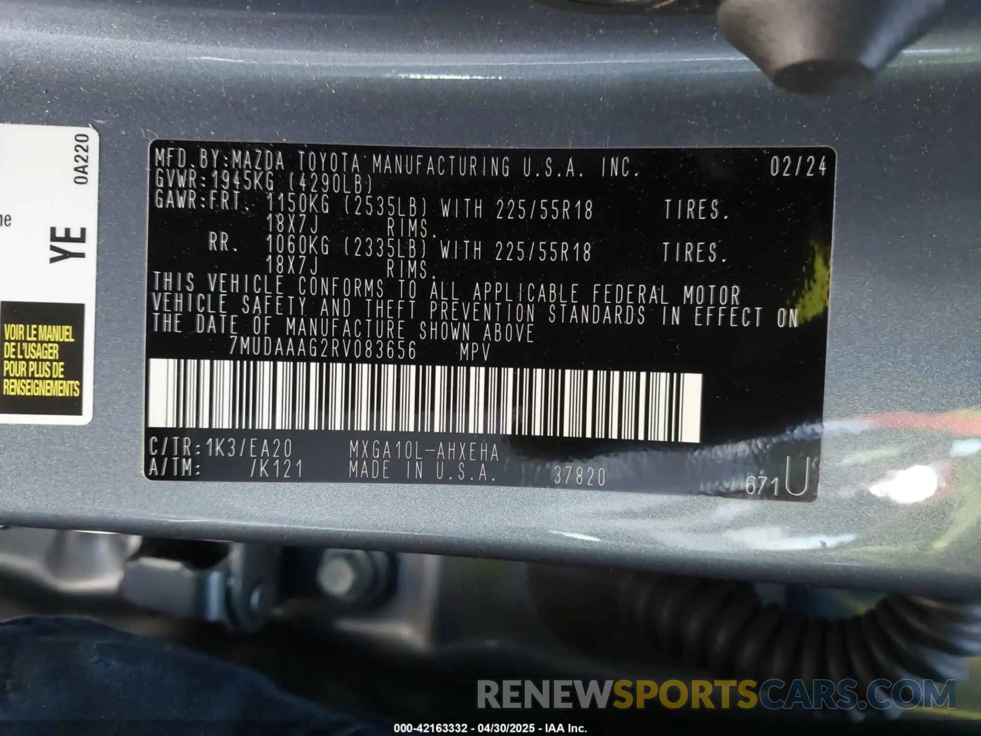 9 Фотография поврежденного автомобиля 7MUDAAAG2RV083656 TOYOTA COROLLA CROSS 2024