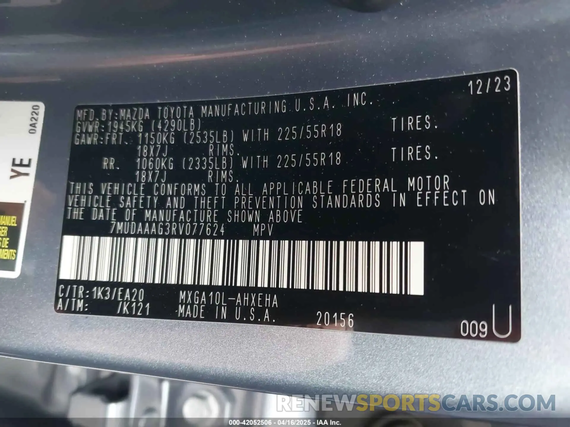 9 Фотография поврежденного автомобиля 7MUDAAAG3RV077624 TOYOTA COROLLA CROSS 2024