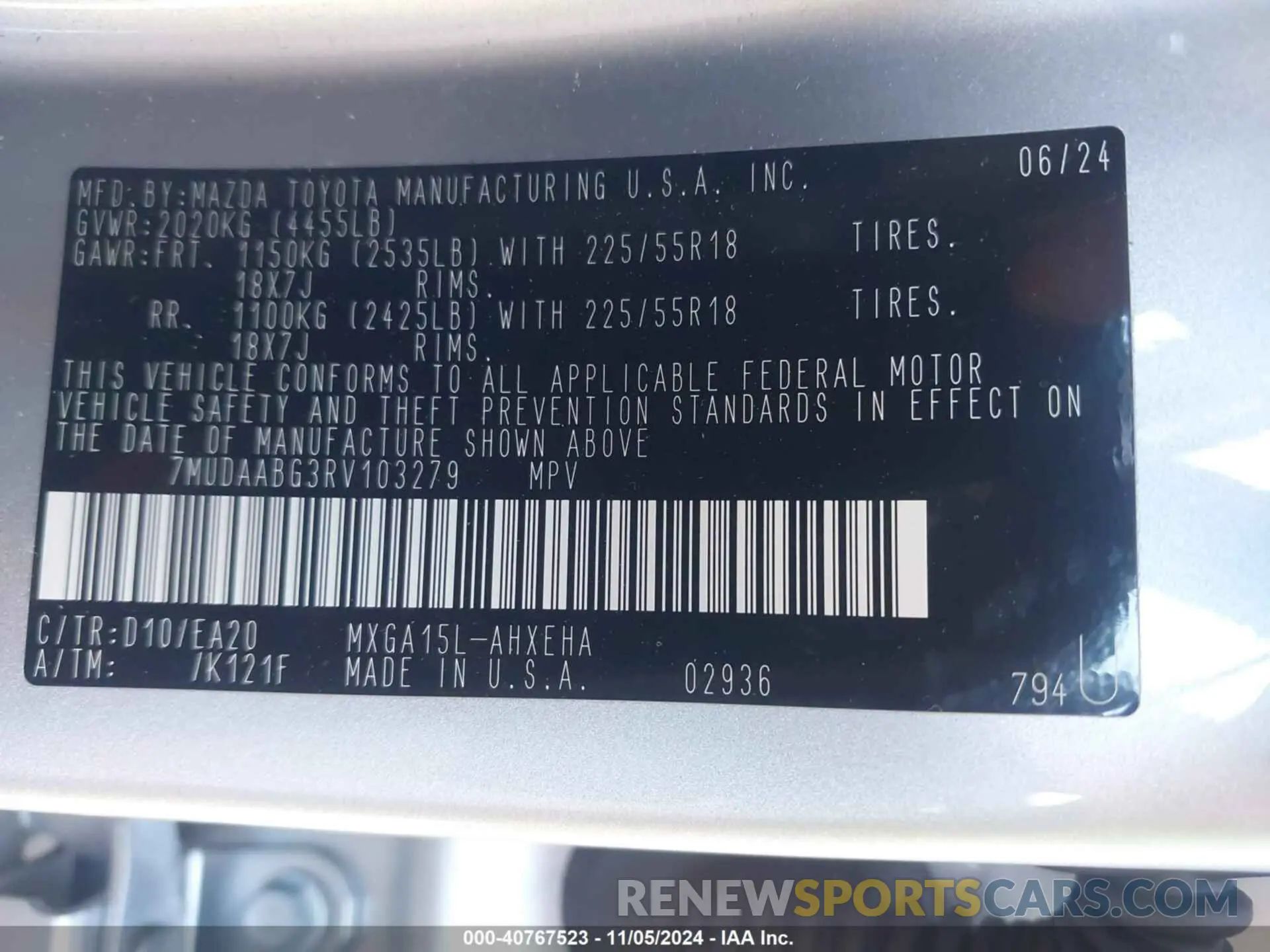 9 Фотография поврежденного автомобиля 7MUDAABG3RV103279 TOYOTA COROLLA CROSS 2024