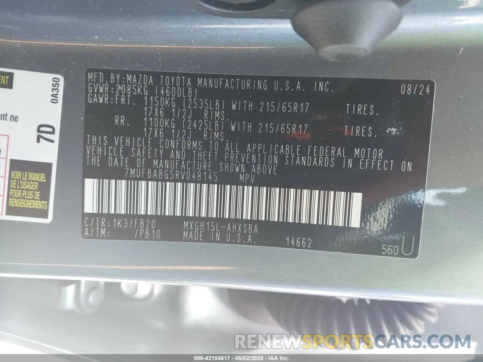 9 Фотография поврежденного автомобиля 7MUFBABG5RV048145 TOYOTA COROLLA CROSS HYBRID 2024