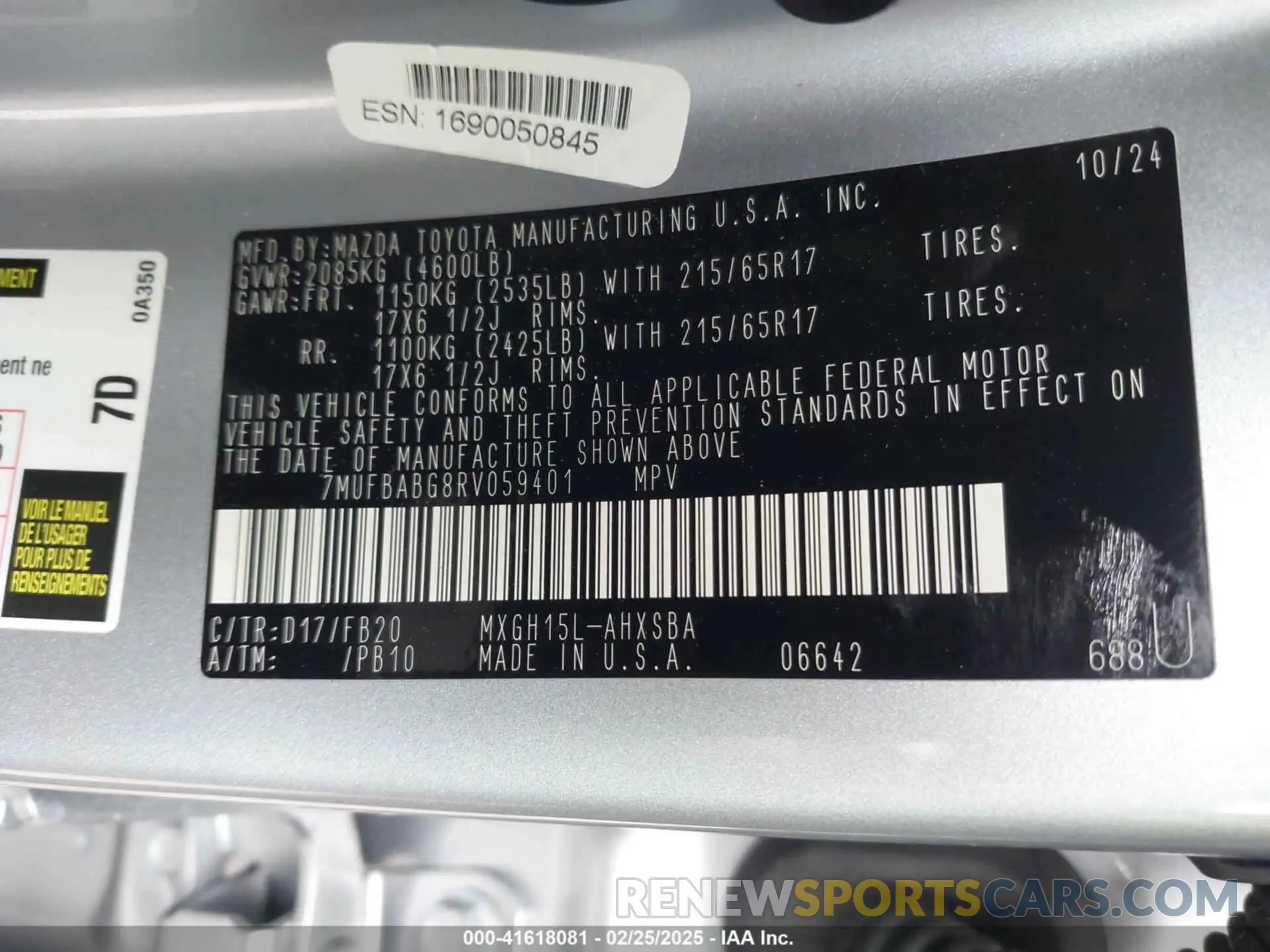 9 Фотография поврежденного автомобиля 7MUFBABG8RV059401 TOYOTA COROLLA CROSS HYBRID 2024