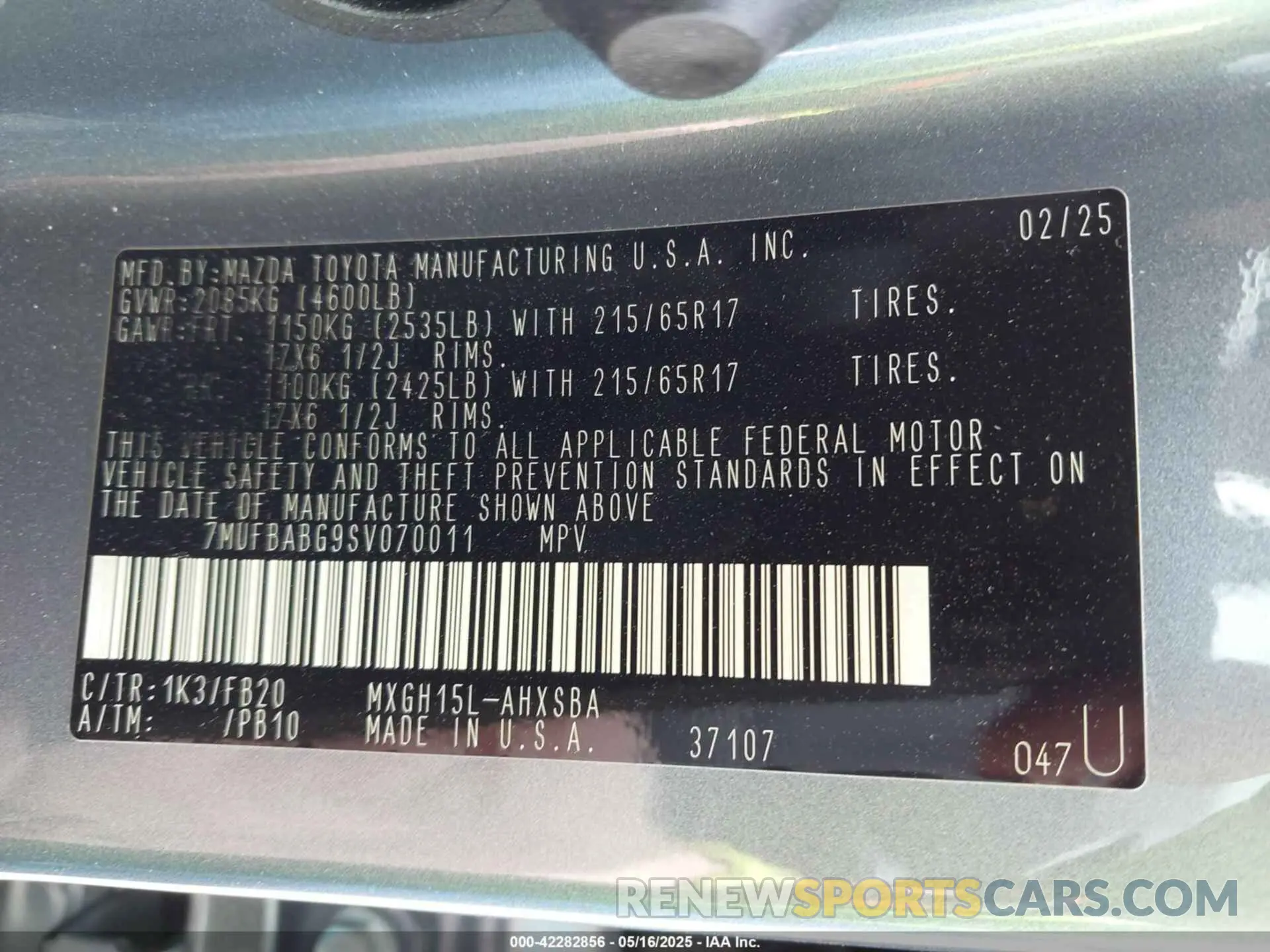 9 Photograph of a damaged car 7MUFBABG9SV070011 TOYOTA COROLLA CROSS HYBRID 2025