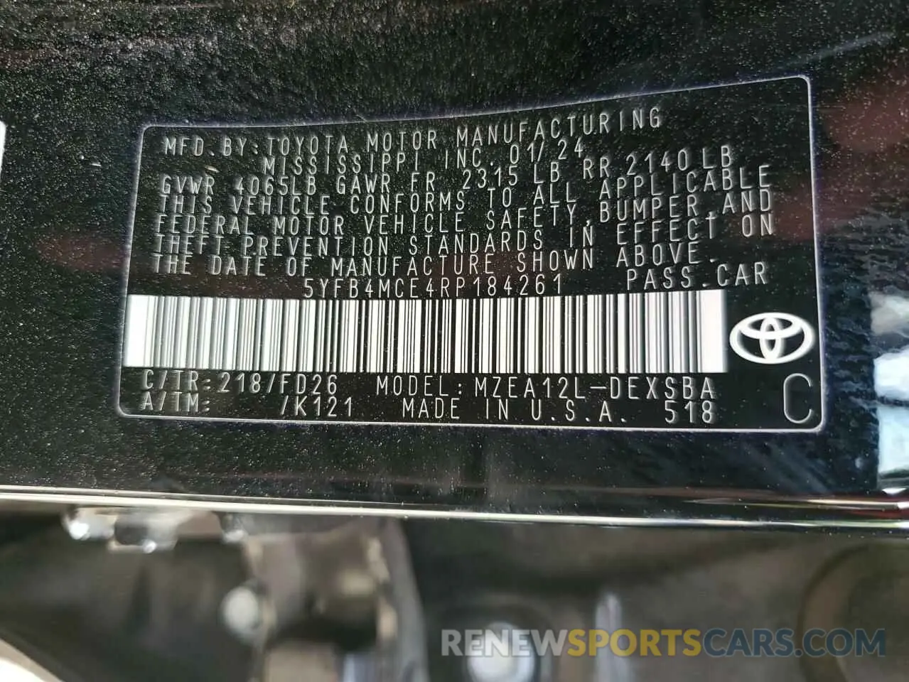 12 Фотография поврежденного автомобиля 5YFB4MCE4RP184261 TOYOTA COROLLA NI 2024