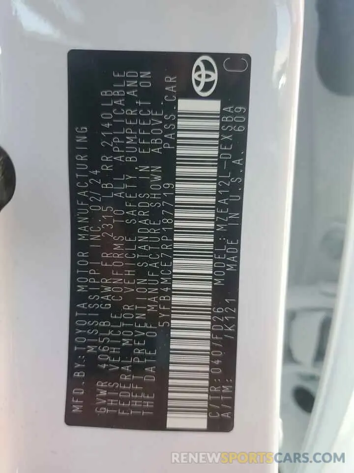 14 Фотография поврежденного автомобиля 5YFB4MCE7RP187719 TOYOTA COROLLA NI 2024