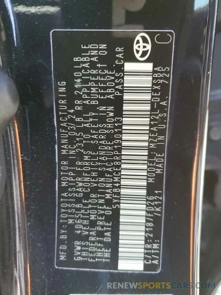 12 Фотография поврежденного автомобиля 5YFB4MCE8RP190113 TOYOTA COROLLA NI 2024