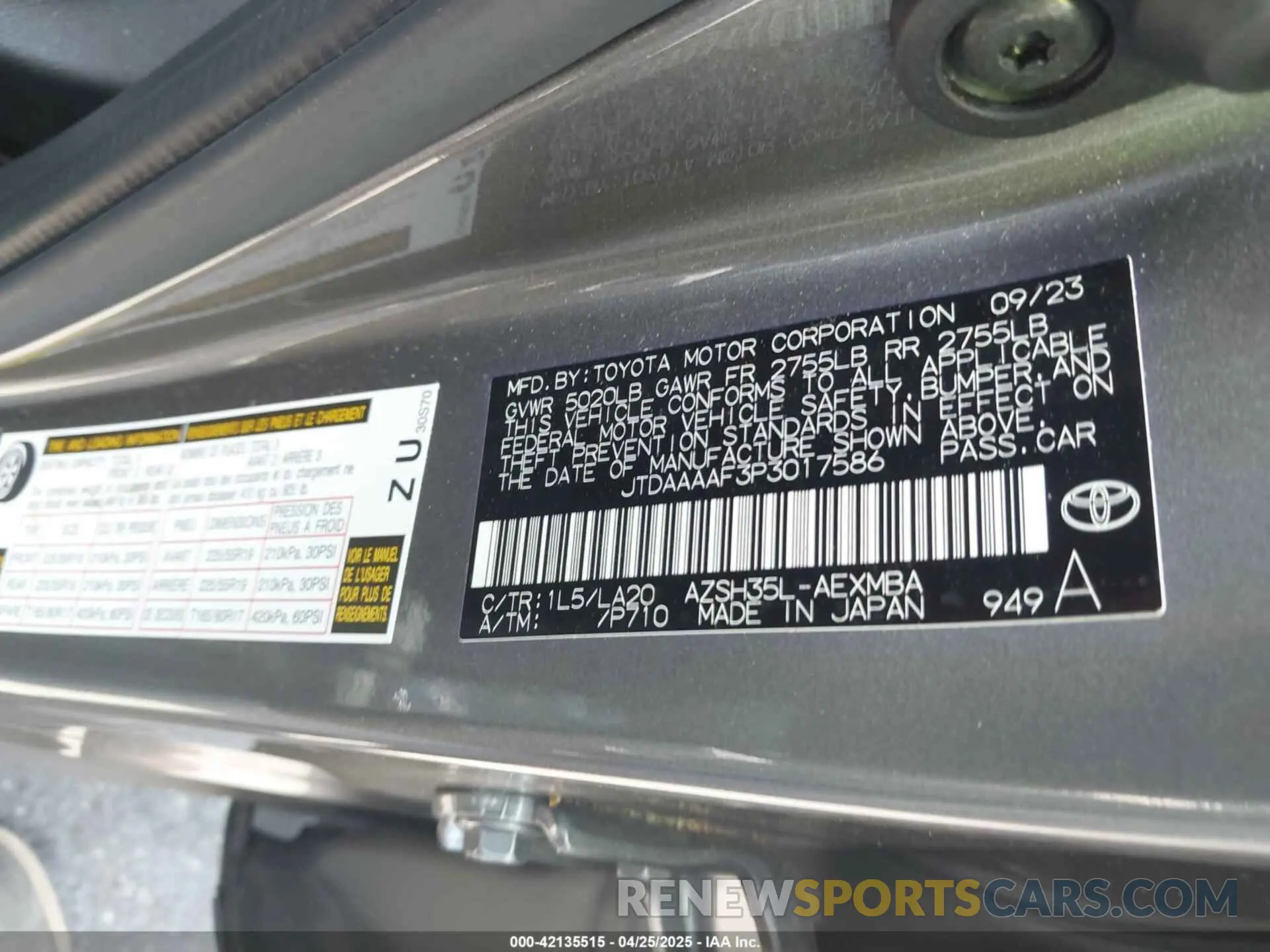 9 Фотография поврежденного автомобиля JTDAAAAF3P3017586 TOYOTA CROWN 2023