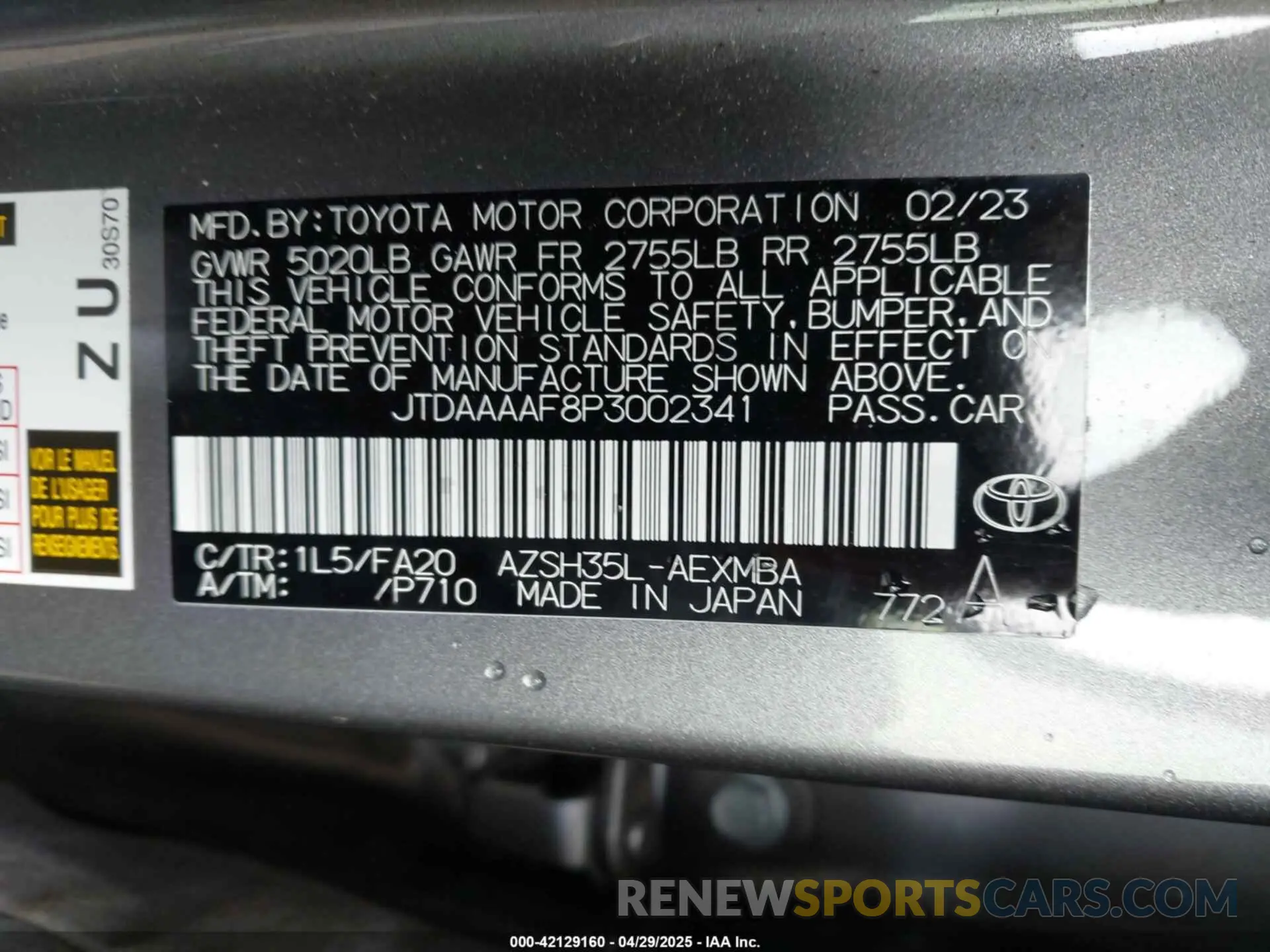 9 Photograph of a damaged car JTDAAAAF8P3002341 TOYOTA CROWN 2023