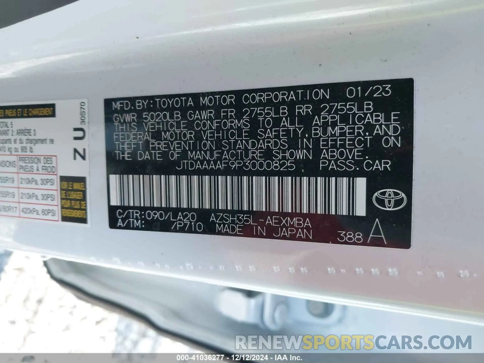 9 Фотография поврежденного автомобиля JTDAAAAF9P3000825 TOYOTA CROWN 2023