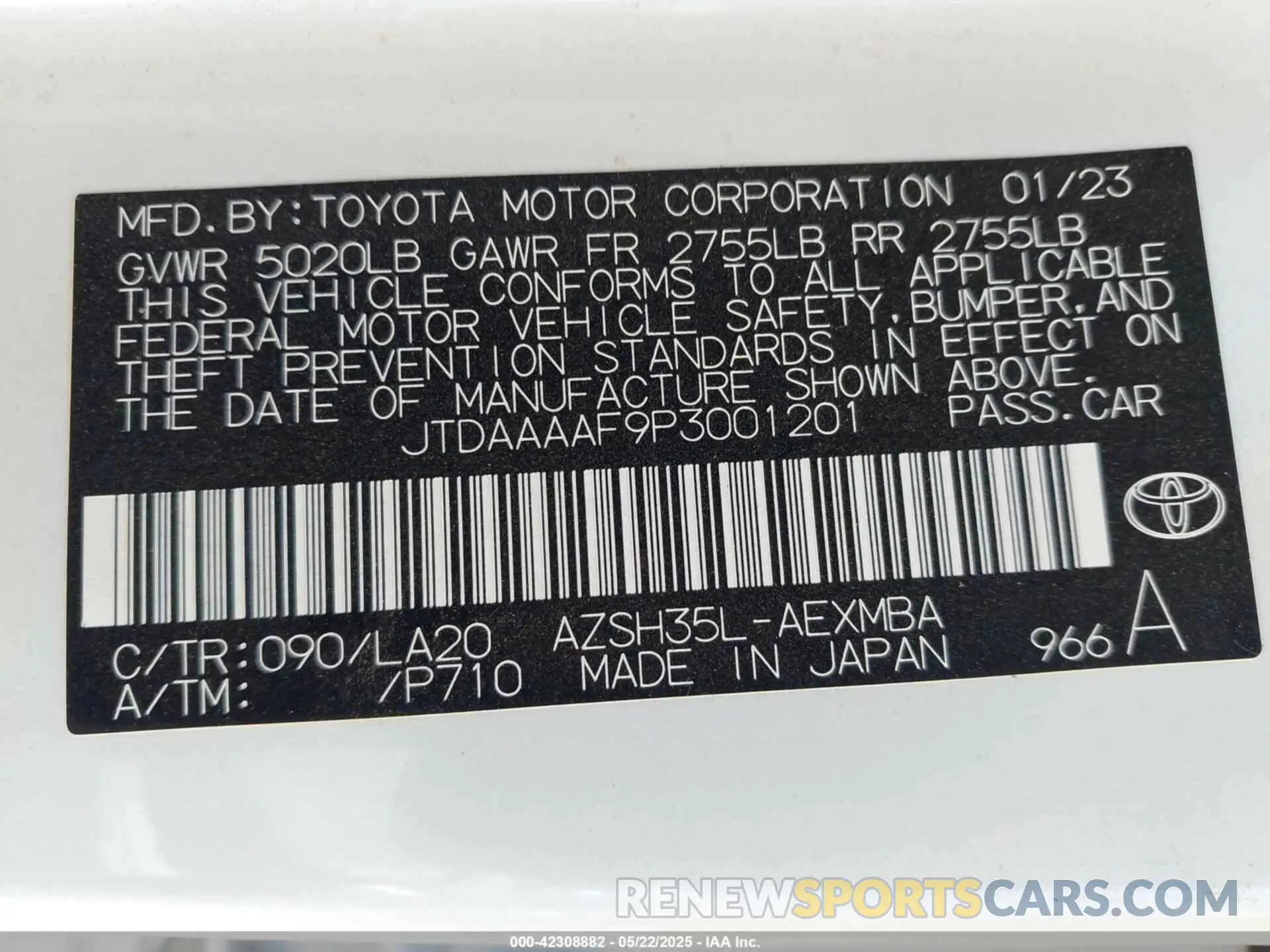 5 Фотография поврежденного автомобиля JTDAAAAF9P3001201 TOYOTA CROWN 2023