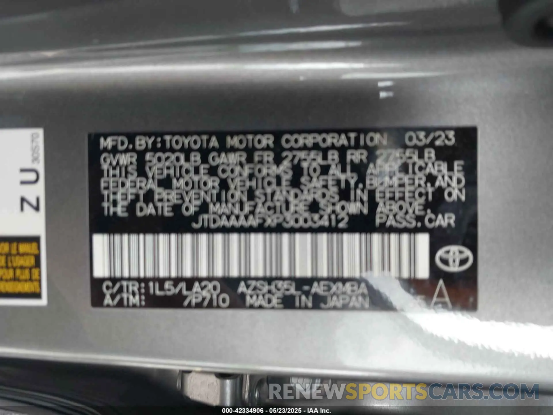9 Фотография поврежденного автомобиля JTDAAAAFXP3003412 TOYOTA CROWN 2023