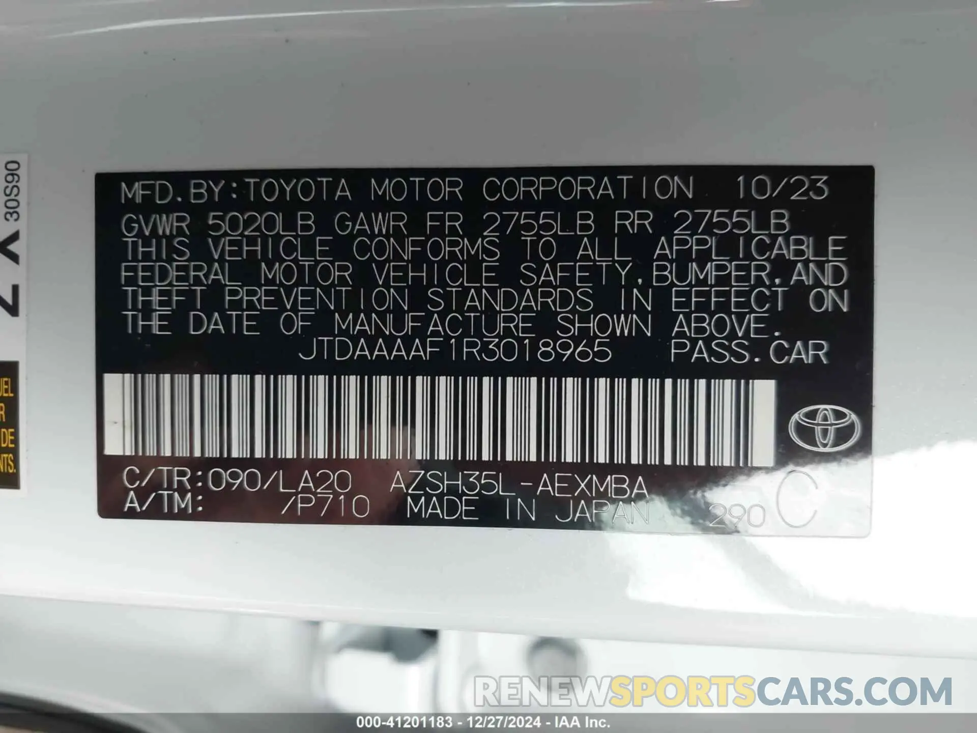 9 Photograph of a damaged car JTDAAAAF1R3018965 TOYOTA CROWN 2024