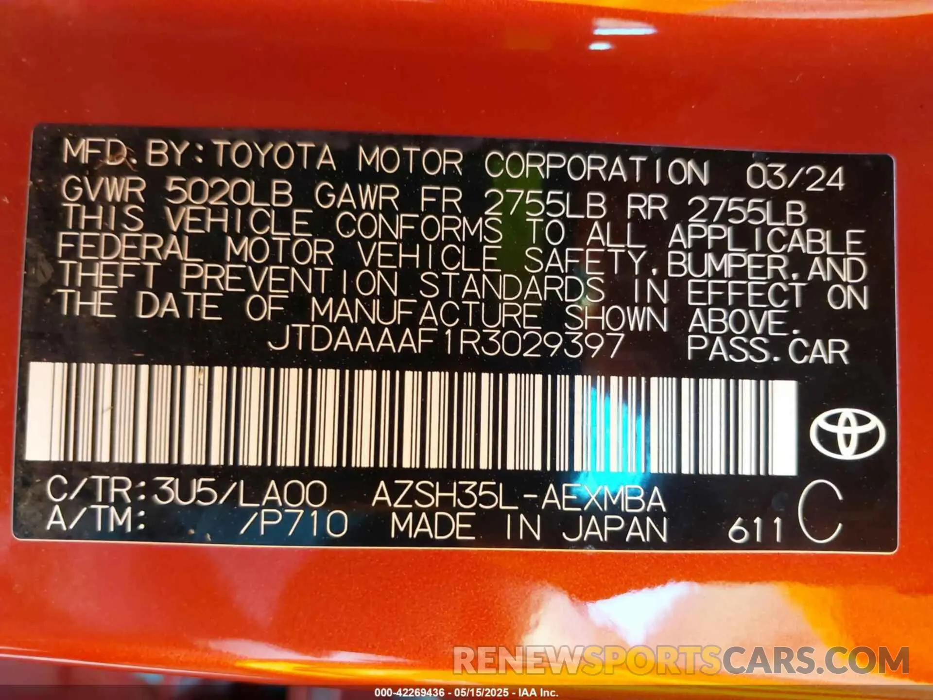 9 Фотография поврежденного автомобиля JTDAAAAF1R3029397 TOYOTA CROWN 2024