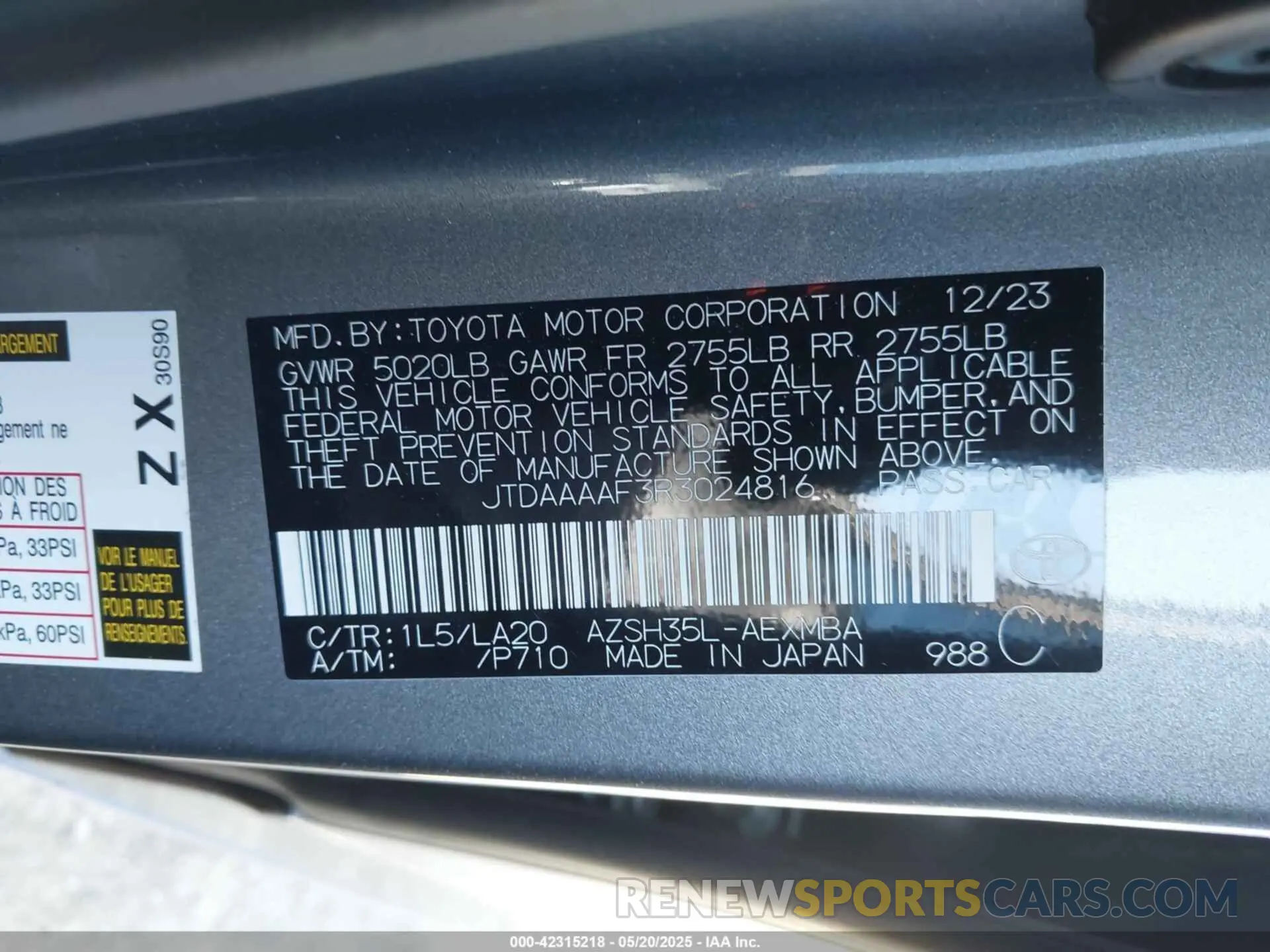 9 Фотография поврежденного автомобиля JTDAAAAF3R3024816 TOYOTA CROWN 2024