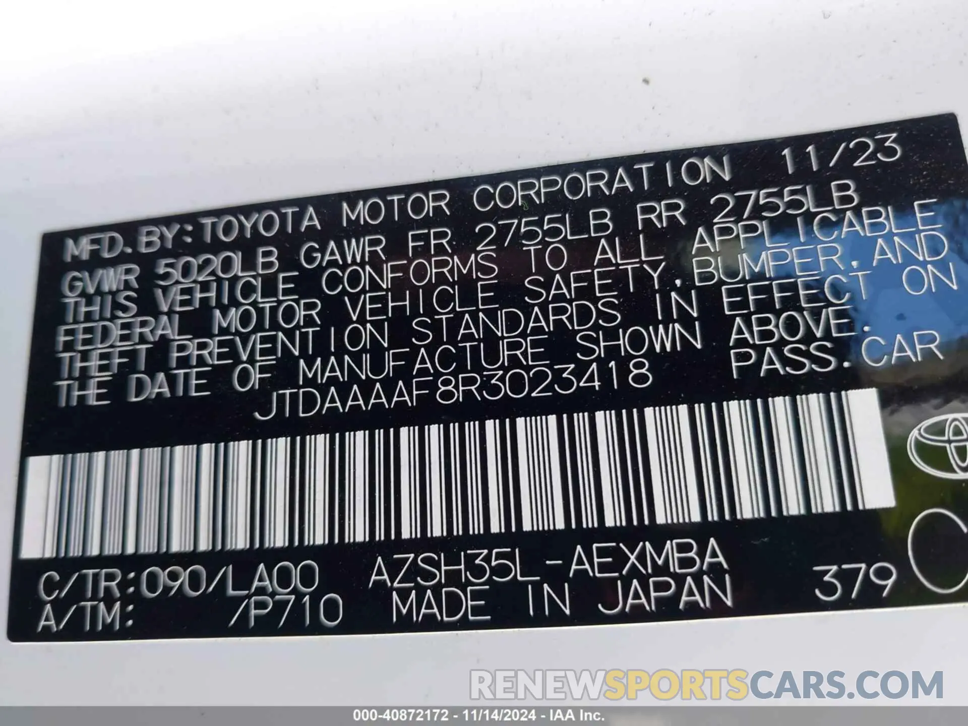 9 Фотография поврежденного автомобиля JTDAAAAF8R3023418 TOYOTA CROWN 2024