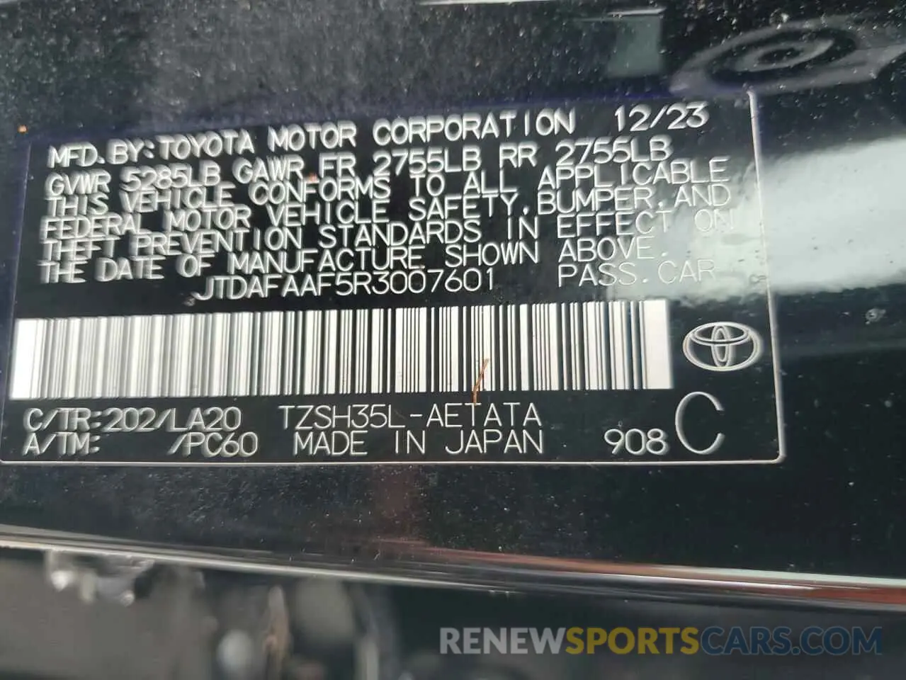 13 Фотография поврежденного автомобиля JTDAFAAF5R3007601 TOYOTA CROWN PLAT 2024