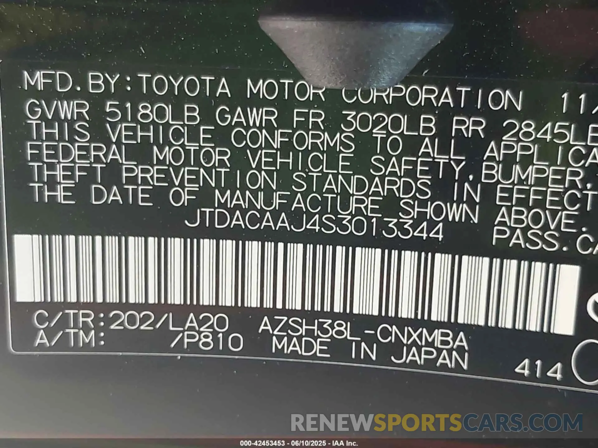 9 Photograph of a damaged car JTDACAAJ4S3013344 TOYOTA CROWN SIGNIA 2025