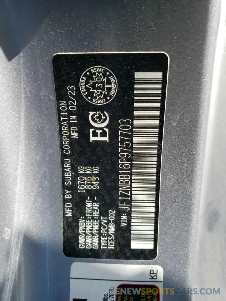 13 Фотография поврежденного автомобиля JF1ZNBB16P9757703 TOYOTA GR 86 2023
