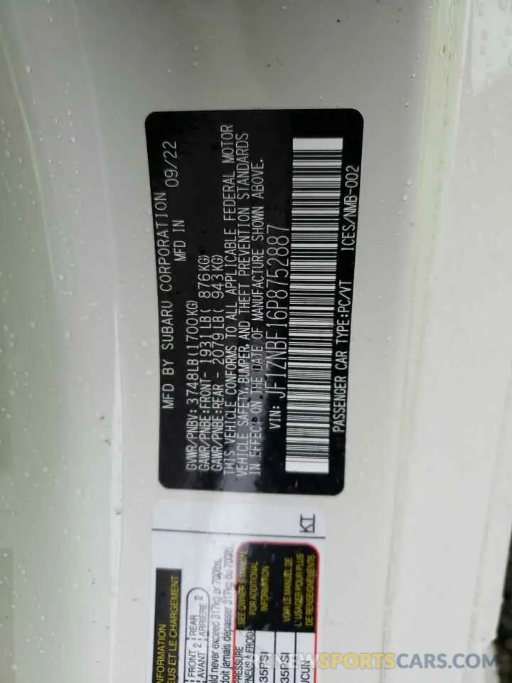 13 Фотография поврежденного автомобиля JF1ZNBF16P8752887 TOYOTA GR 86 PREM 2023
