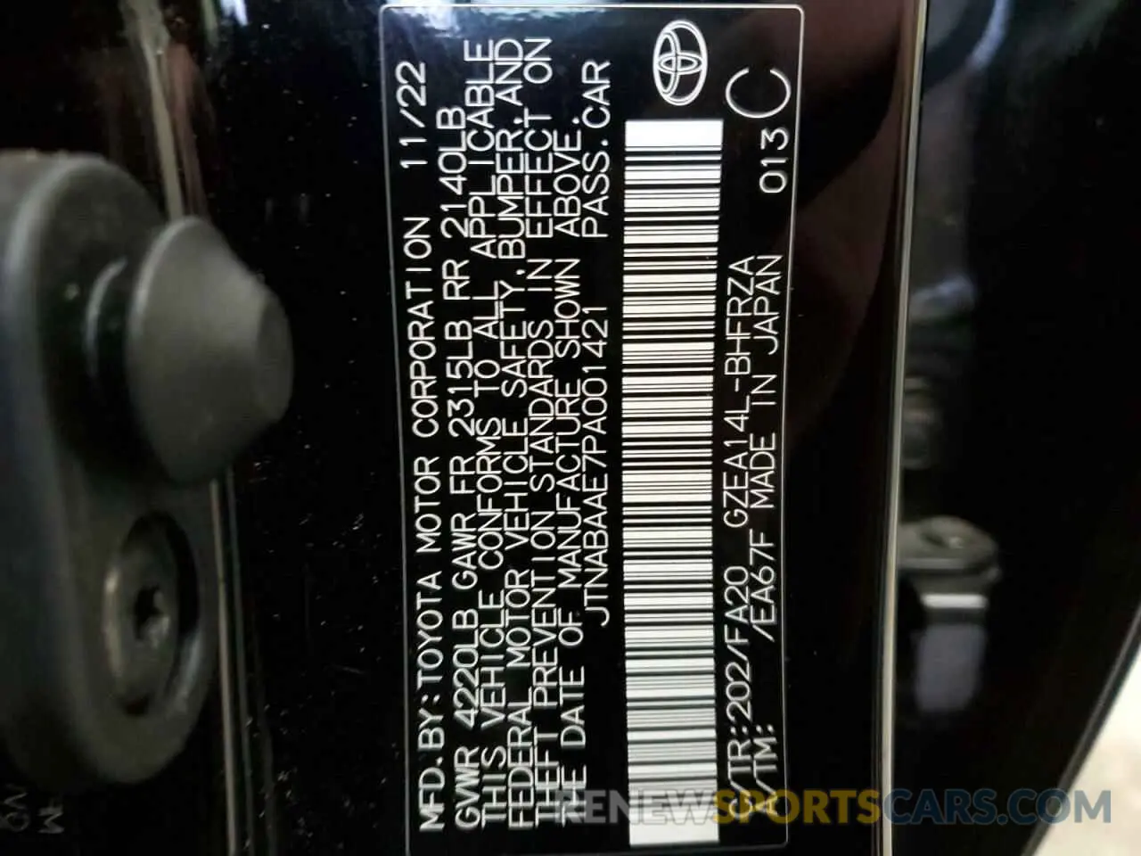 12 Фотография поврежденного автомобиля JTNABAAE7PA001421 TOYOTA GR COROLLA 2023