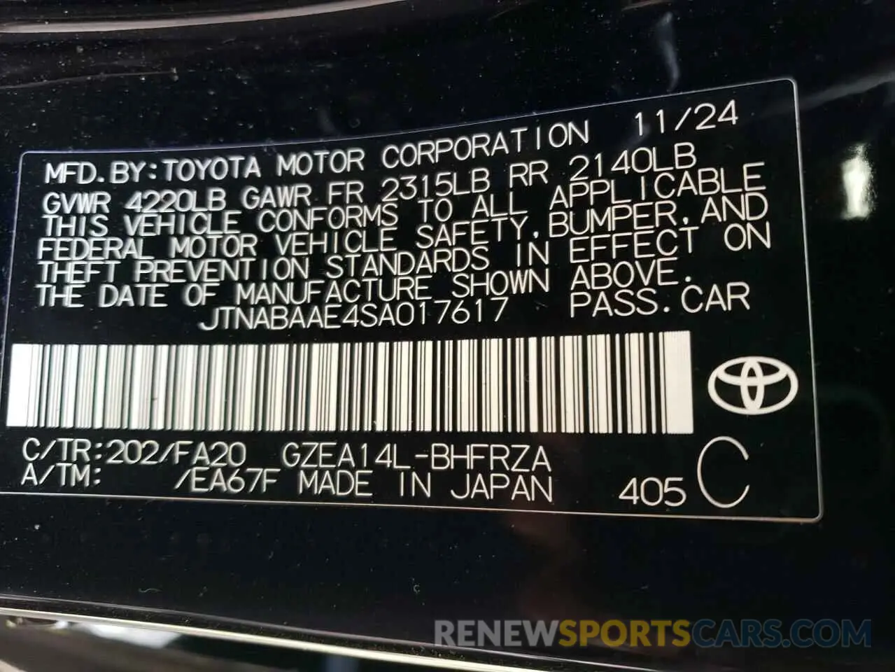 12 Photograph of a damaged car JTNABAAE4SA017617 TOYOTA GR COROLLA 2025