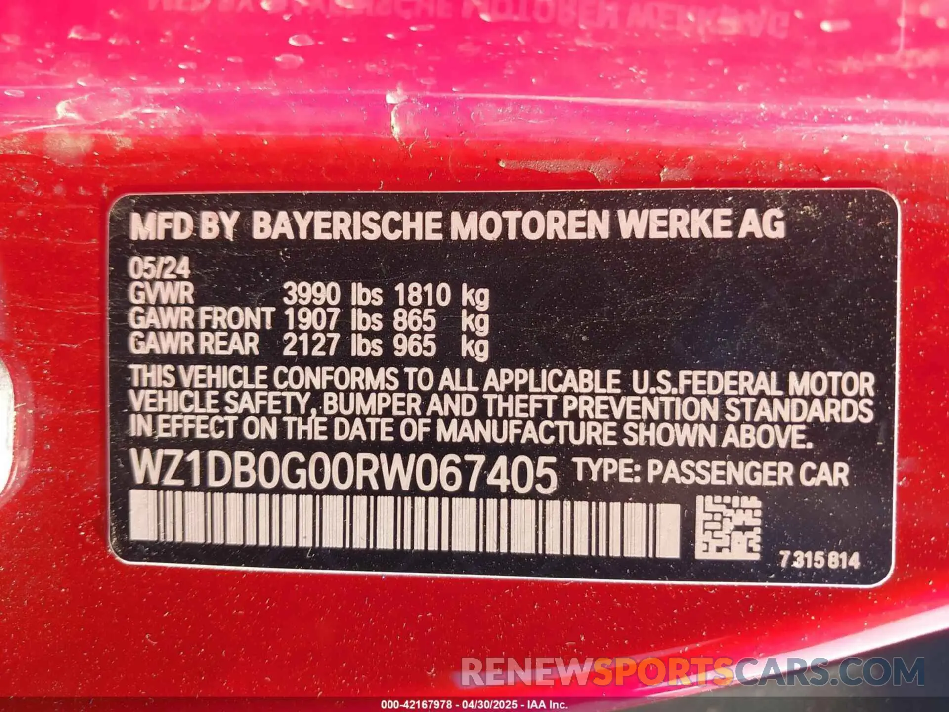 9 Фотография поврежденного автомобиля WZ1DB0G00RW067405 TOYOTA GR SUPRA 2024