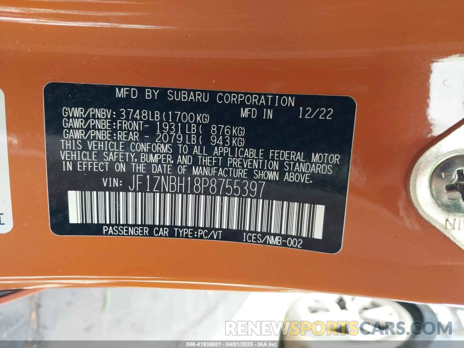 9 Фотография поврежденного автомобиля JF1ZNBH18P8755397 TOYOTA GR86 2023