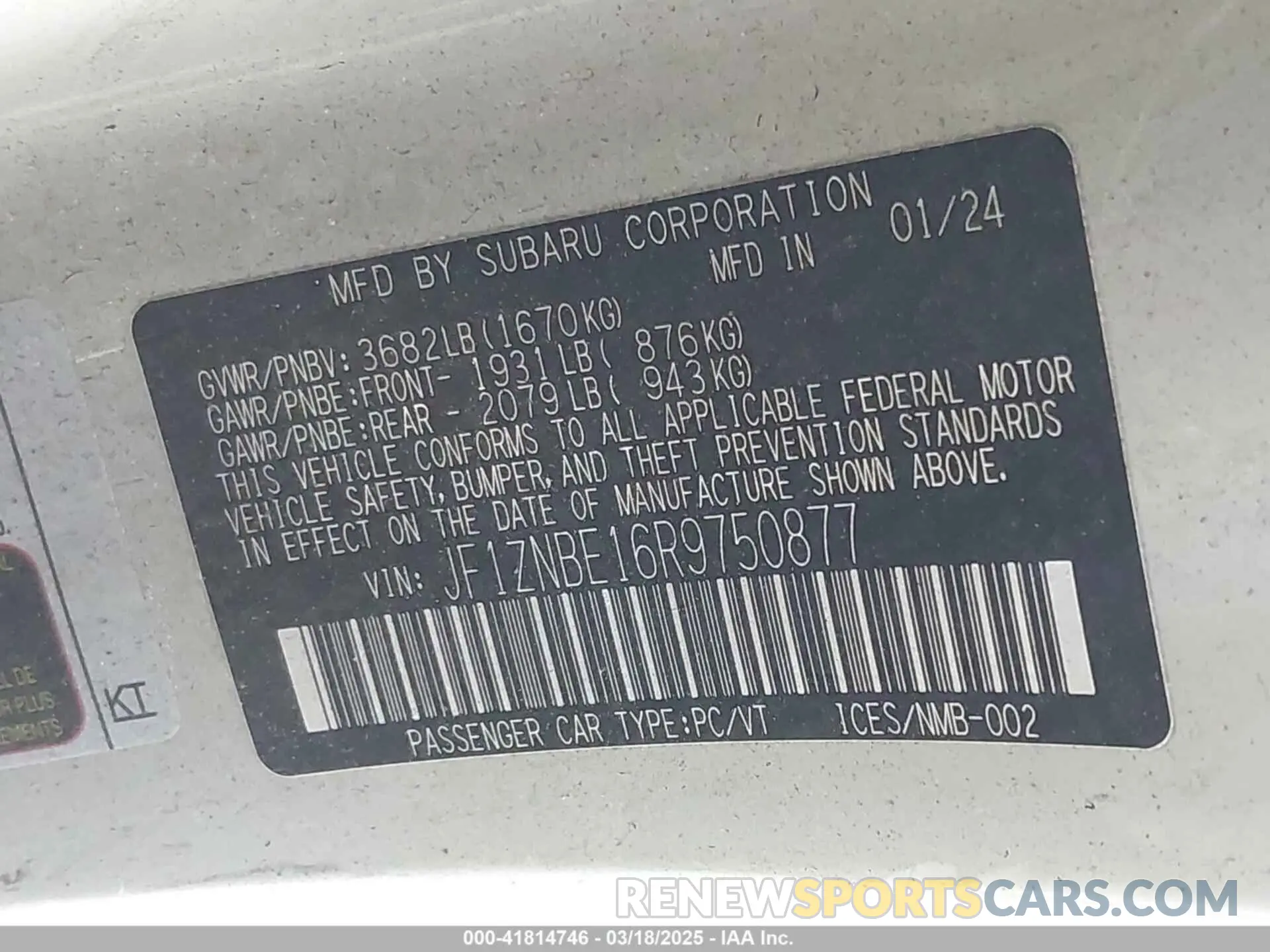 9 Photograph of a damaged car JF1ZNBE16R9750877 TOYOTA GR86 2024