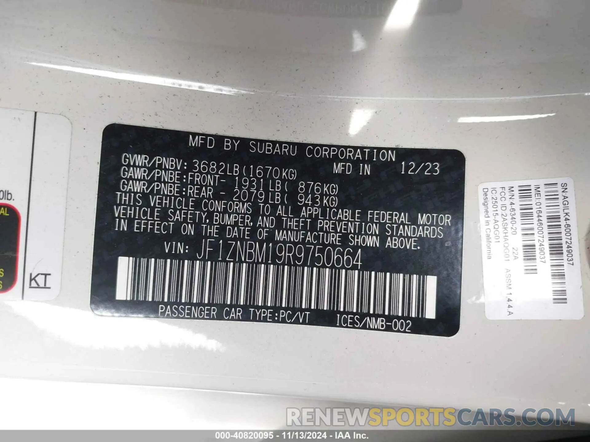 9 Photograph of a damaged car JF1ZNBM19R9750664 TOYOTA GR86 2024