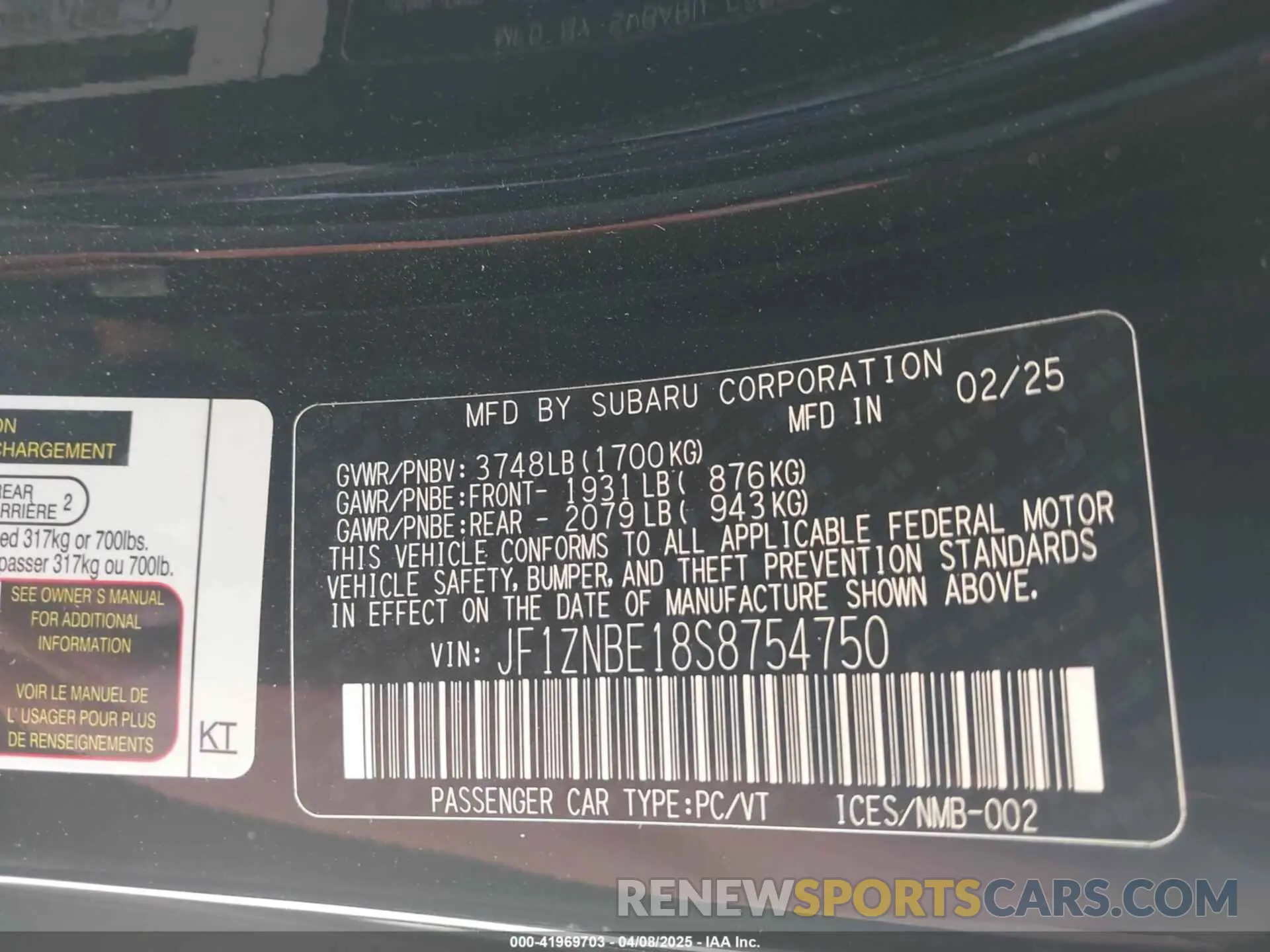 9 Фотография поврежденного автомобиля JF1ZNBE18S8754750 TOYOTA GR86 2025