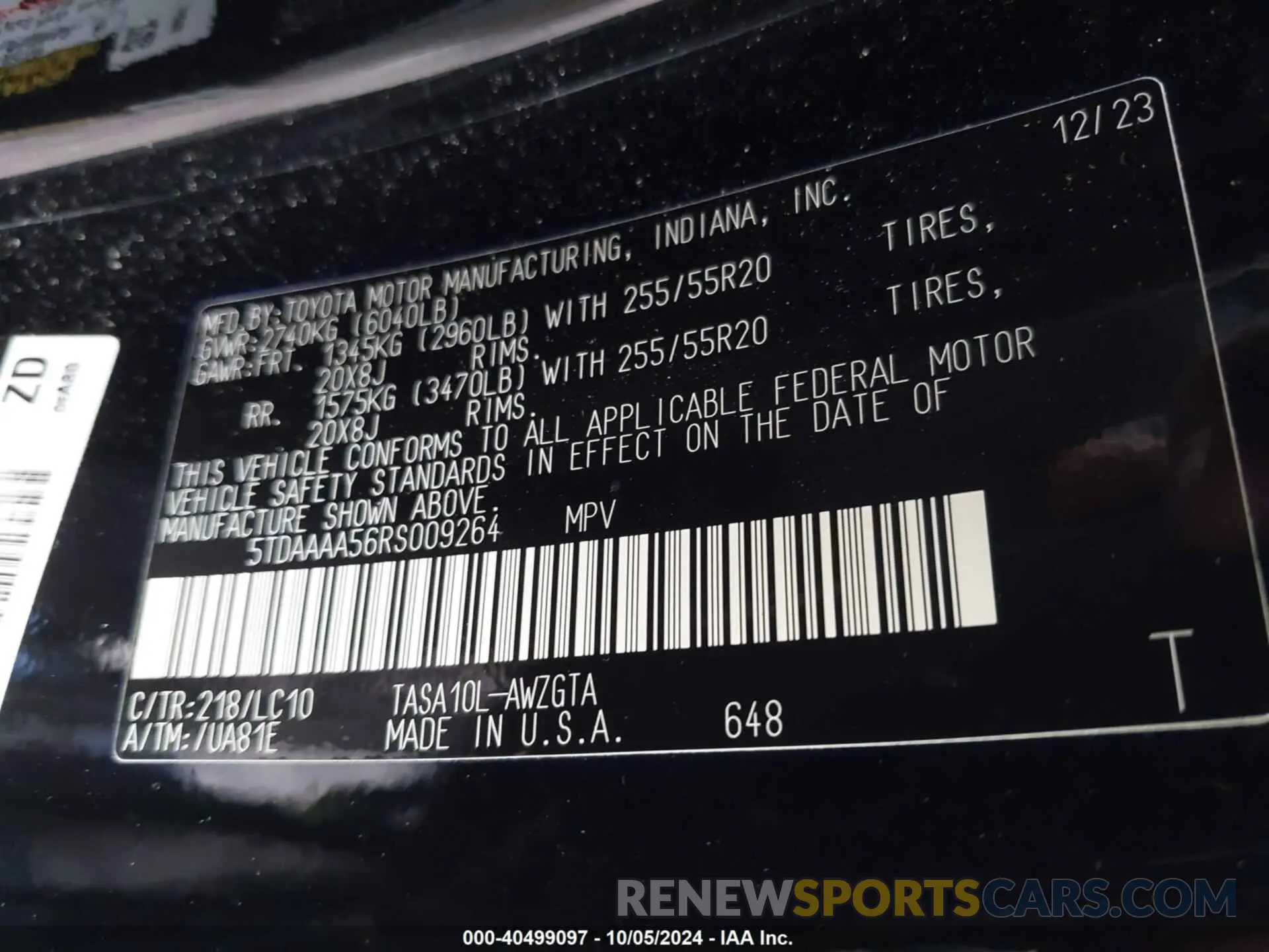 9 Фотография поврежденного автомобиля 5TDAAAA56RS009264 TOYOTA GRAND HIGHLANDER 2024