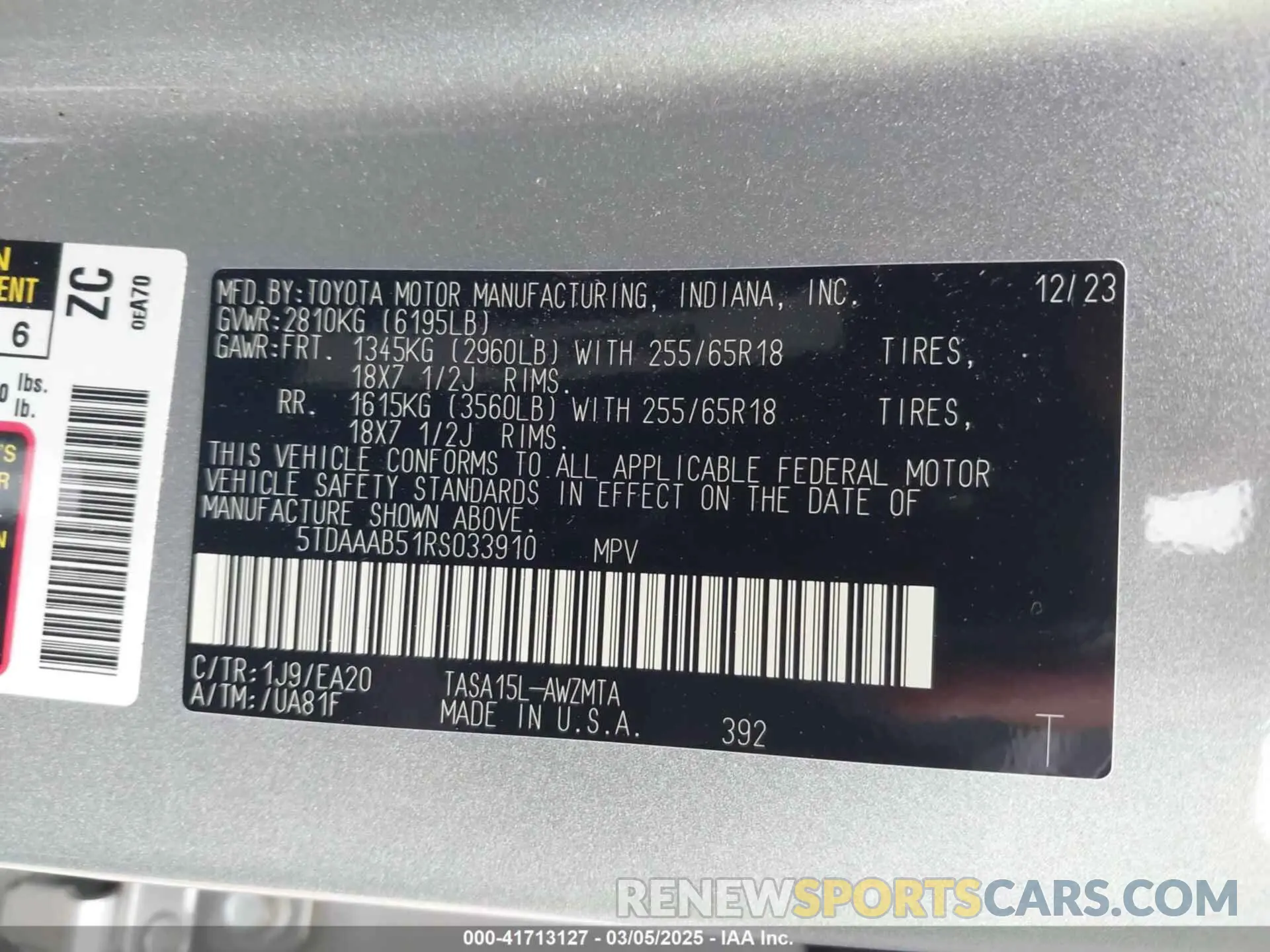 9 Фотография поврежденного автомобиля 5TDAAAB51RS033910 TOYOTA GRAND HIGHLANDER 2024