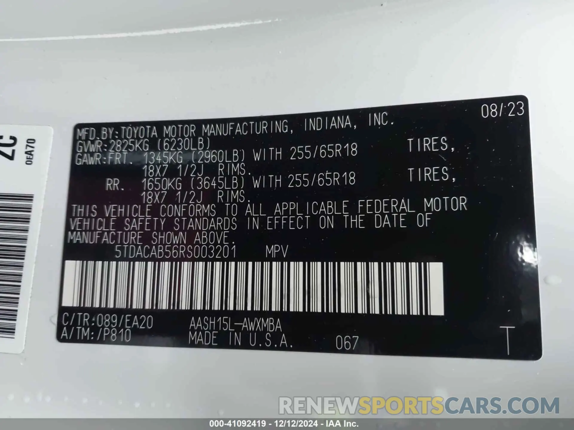 9 Фотография поврежденного автомобиля 5TDACAB56RS003201 TOYOTA GRAND HIGHLANDER 2024
