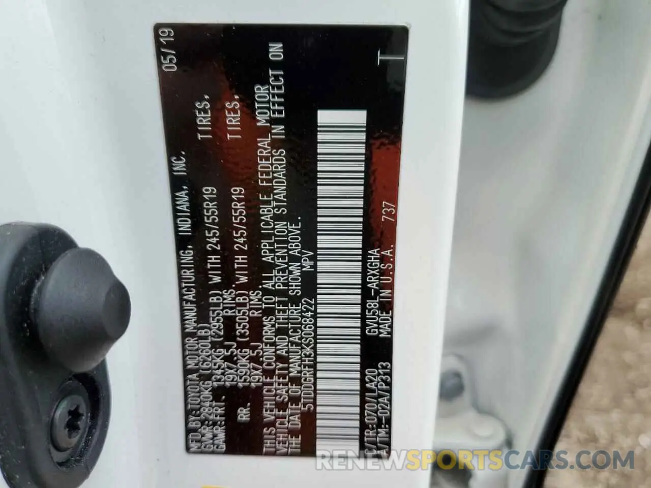 10 Фотография поврежденного автомобиля 5TDDGRFH3KS068422 TOYOTA HIGHLANDER 2019