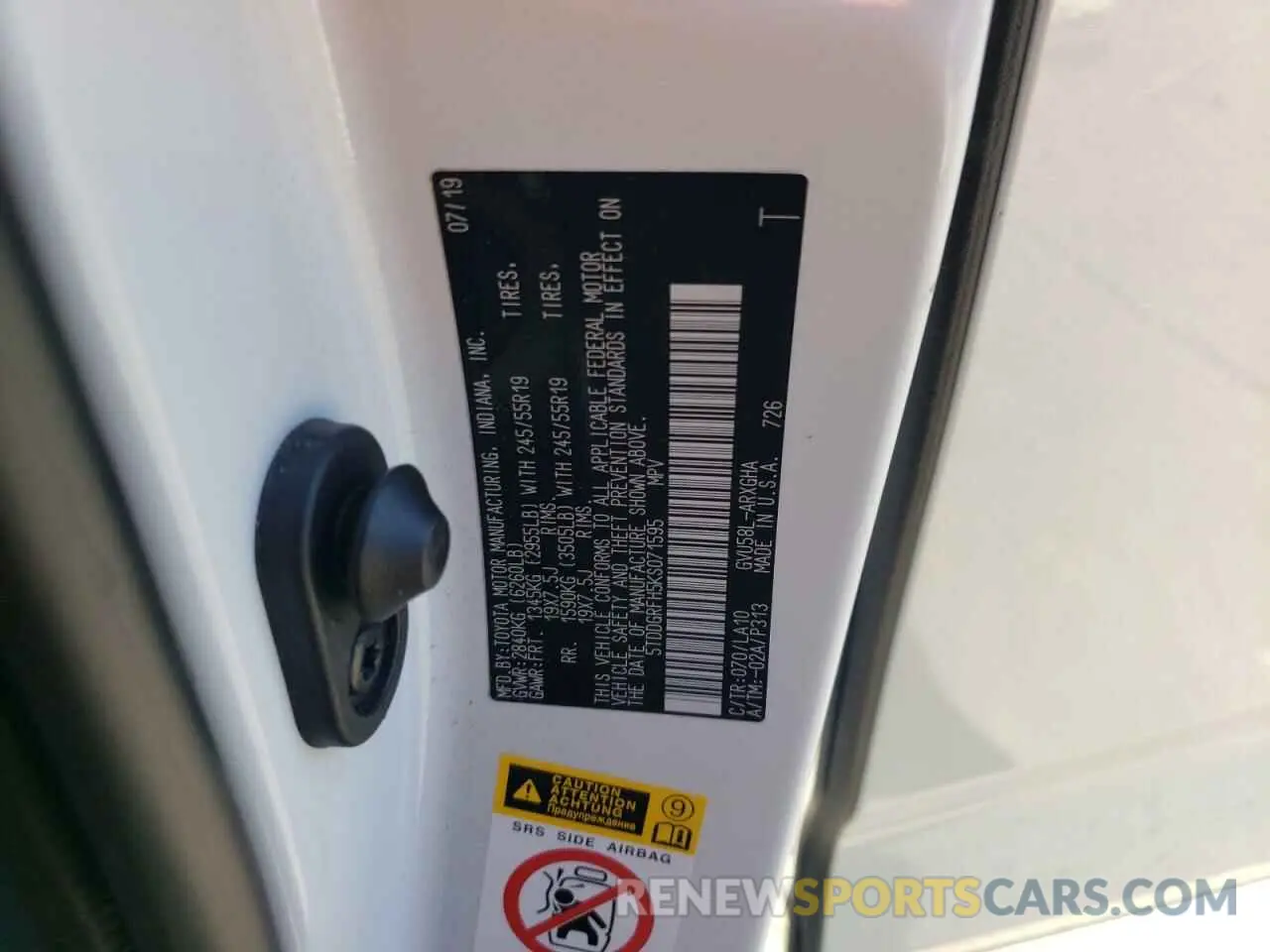 14 Photograph of a damaged car 5TDDGRFH5KS071595 TOYOTA HIGHLANDER 2019