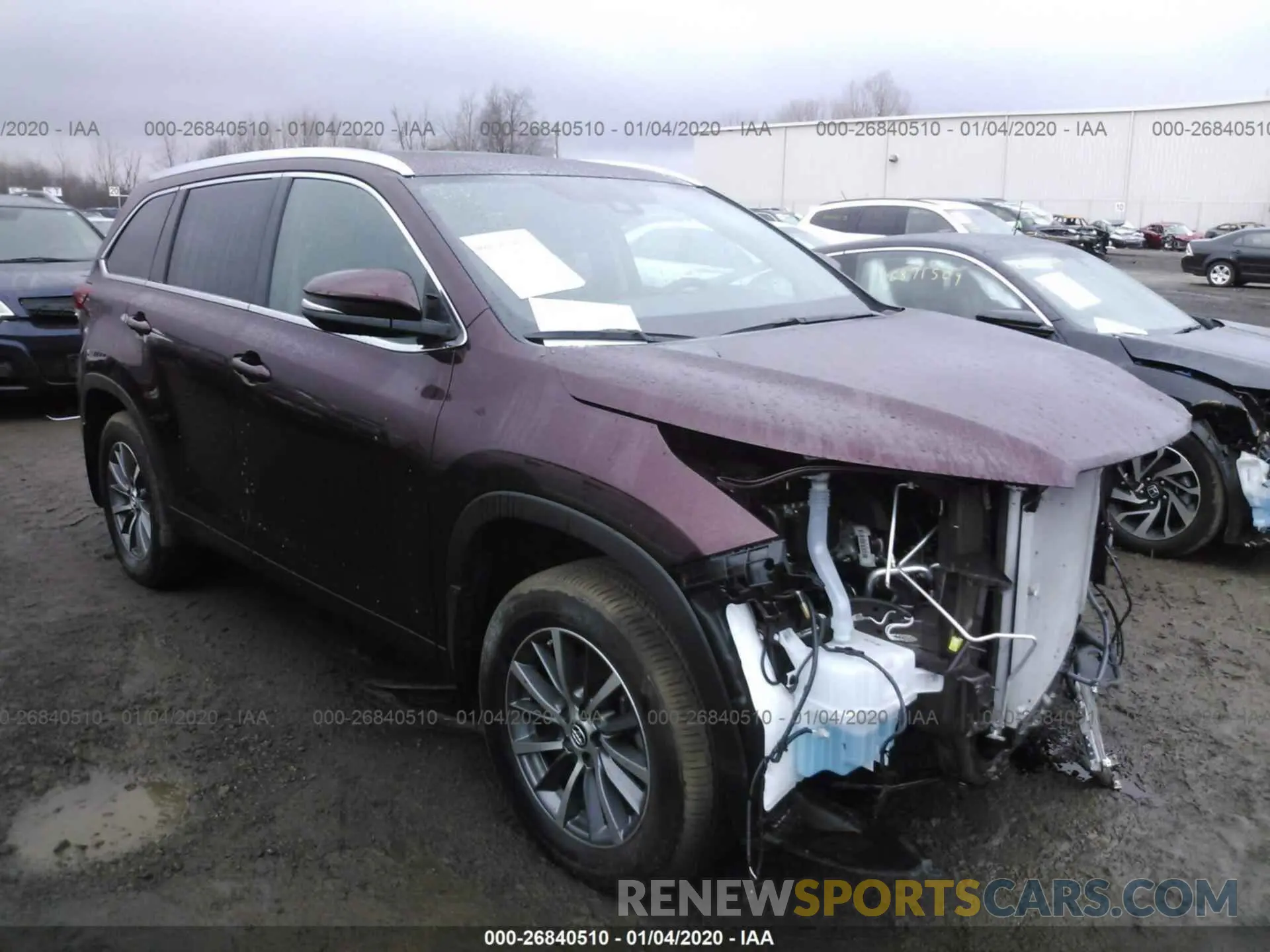 1 Фотография поврежденного автомобиля 5TDJZRFH0KS985105 TOYOTA HIGHLANDER 2019