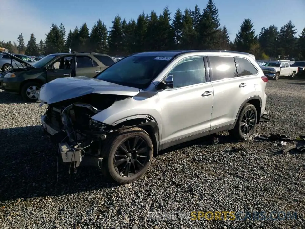 1 Photograph of a damaged car 5TDJZRFH2KS601373 TOYOTA HIGHLANDER 2019