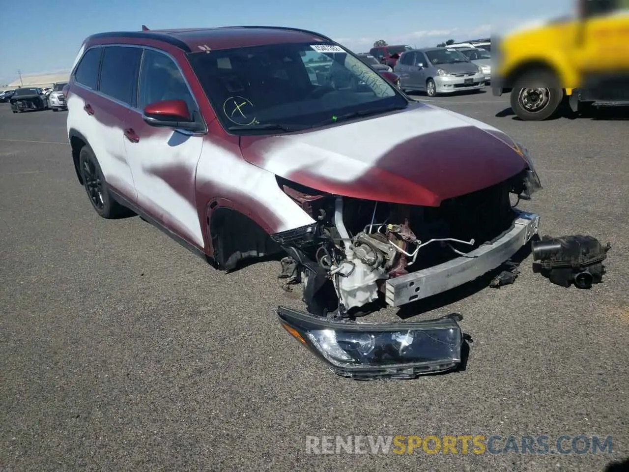 1 Photograph of a damaged car 5TDJZRFH2KS944572 TOYOTA HIGHLANDER 2019